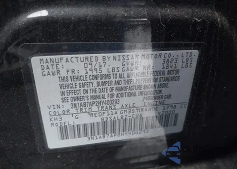 2017 Nissan Sentra S from USA, damaged, VIN 3N1AB7AP2HY400293